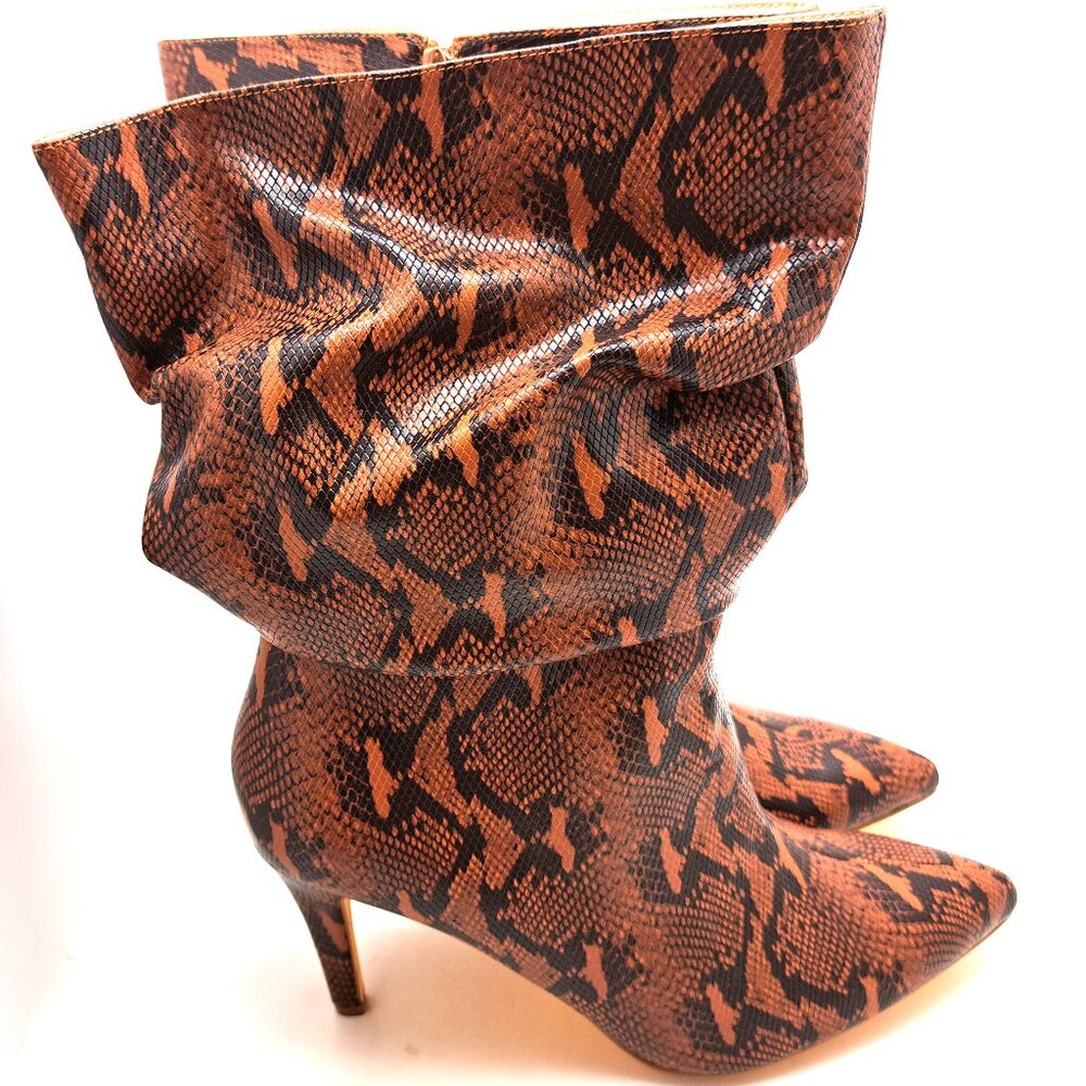 Fashion to Figure Fawn Snake Print Mid-Calf Slouch Boot - Size 12